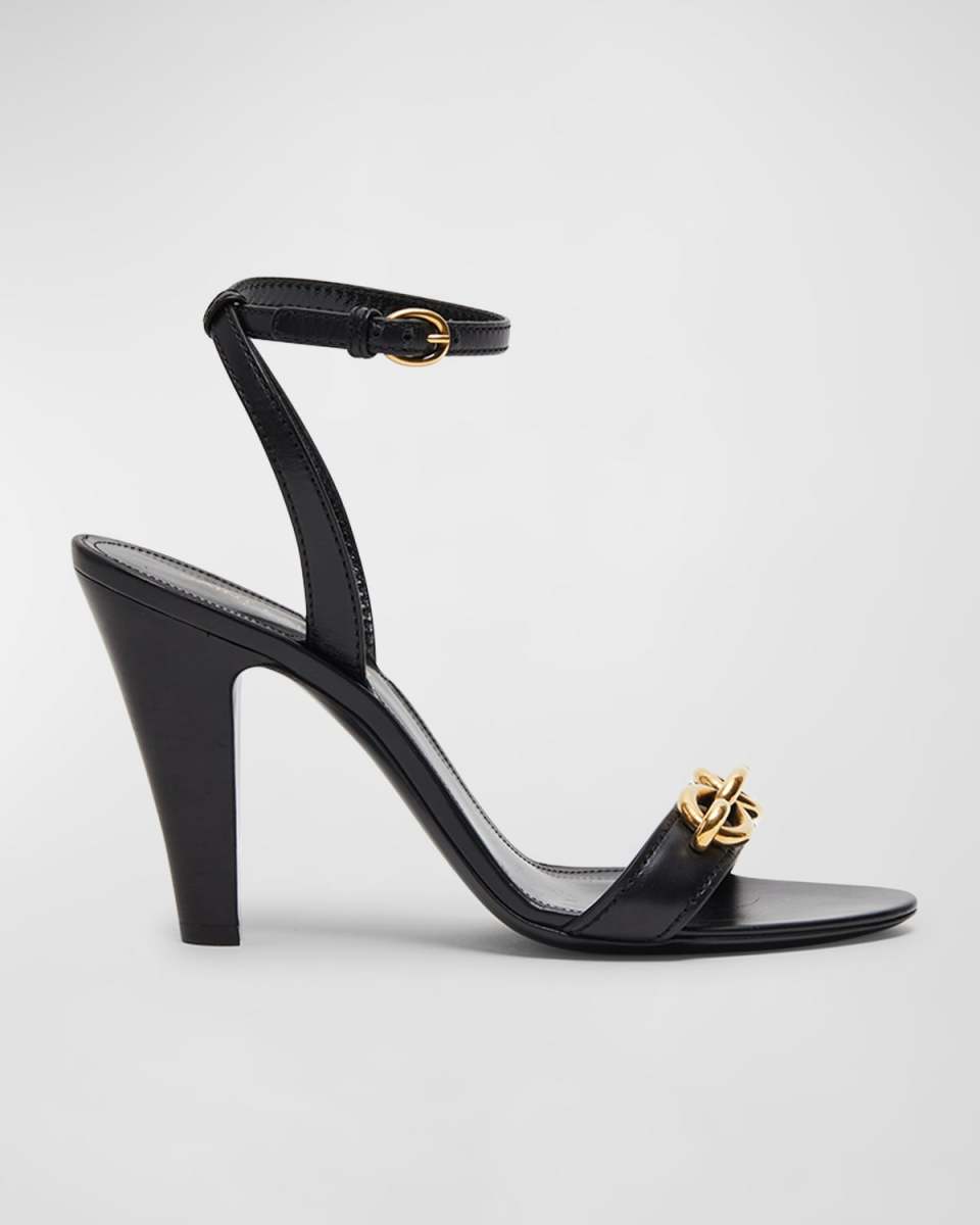 Maillon Calfskin Chain Ankle-Strap Sandals